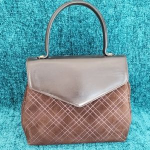 Ferragamo Brown Suede Top Handle Bag